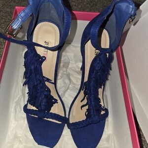 JustFab Royal Blue Fringe Heels